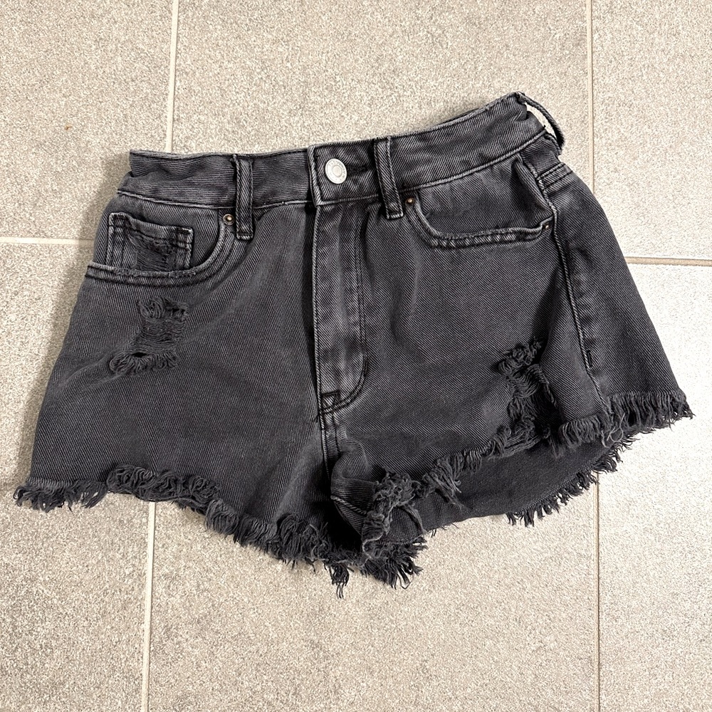 PACSUN Black Denim Festival Shorts